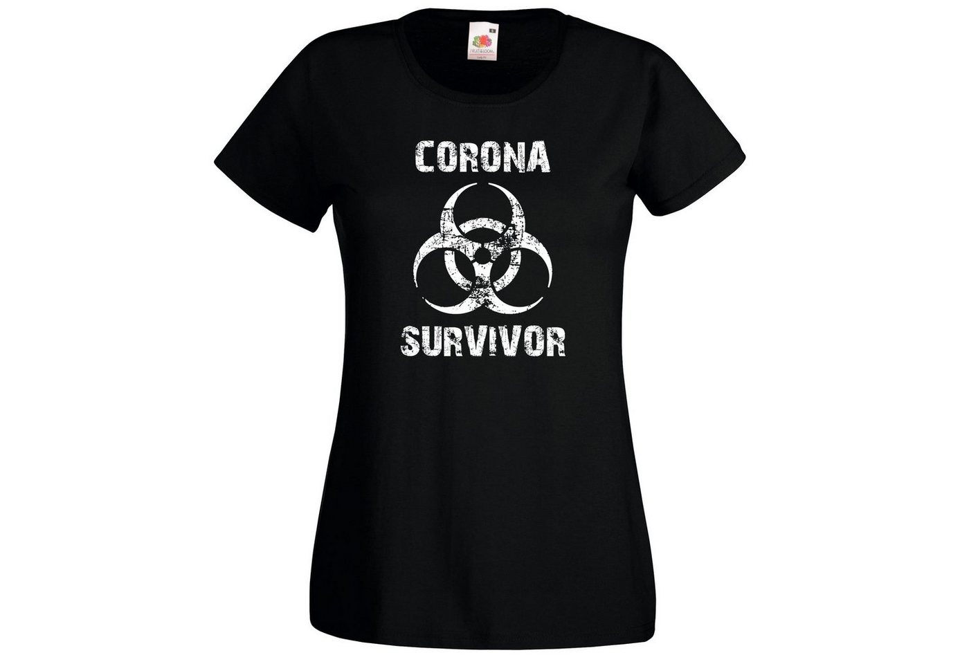 Youth Designz T-Shirt Corona Survivor Damen Shirt mit trendigem Frontprint von Youth Designz