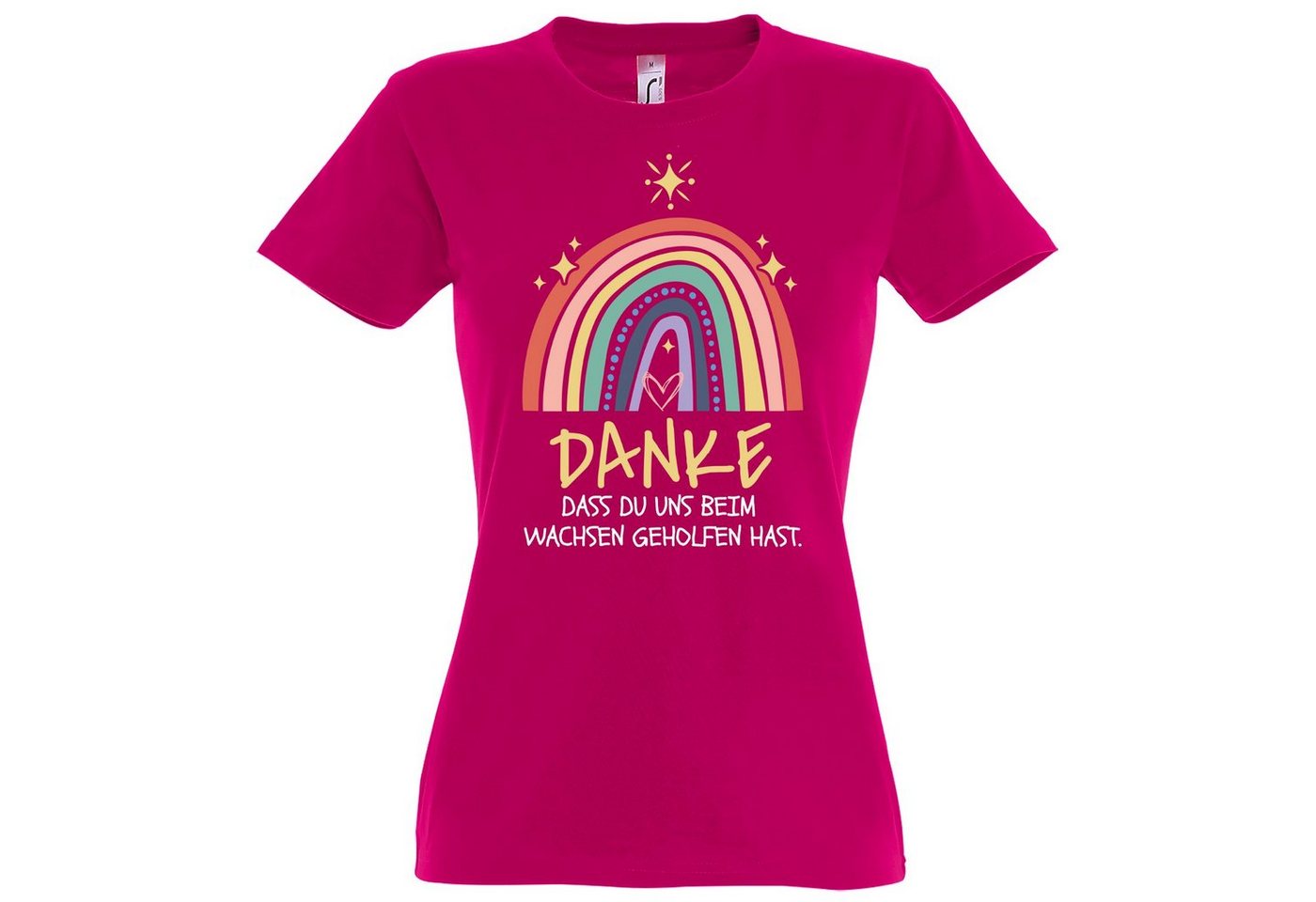 Youth Designz T-Shirt DANKE DASS DU UNS BEIM WACHSEN GEHOLFEN HAST Damen Shirt Mit modischem Print von Youth Designz