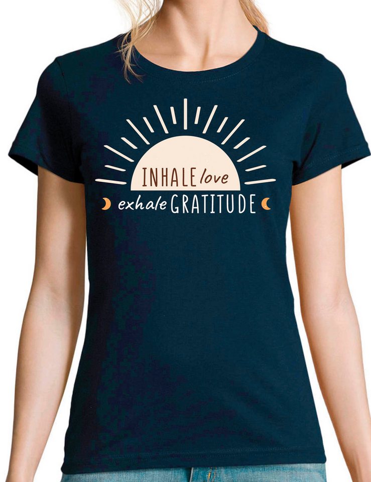 Youth Designz T-Shirt Damen T-Shirt "Inhale Gratitude" mit trendigem Frontprint von Youth Designz