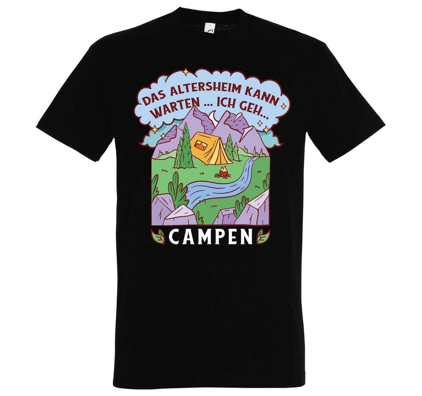 Youth Designz T-Shirt Das Altersheim Kann Warten, Ich Geh Campen" Herren T-Shirt mit trendigem Frontprint" von Youth Designz