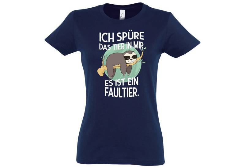 Youth Designz T-Shirt Das Tier in mir Faultier Damen T-Shirt mit trendigem Frontprint von Youth Designz