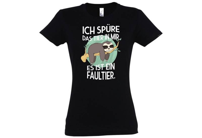 Youth Designz T-Shirt Das Tier in mir Faultier Damen T-Shirt mit trendigem Frontprint von Youth Designz