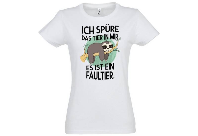 Youth Designz T-Shirt Das Tier in mir Faultier Damen T-Shirt mit trendigem Frontprint von Youth Designz