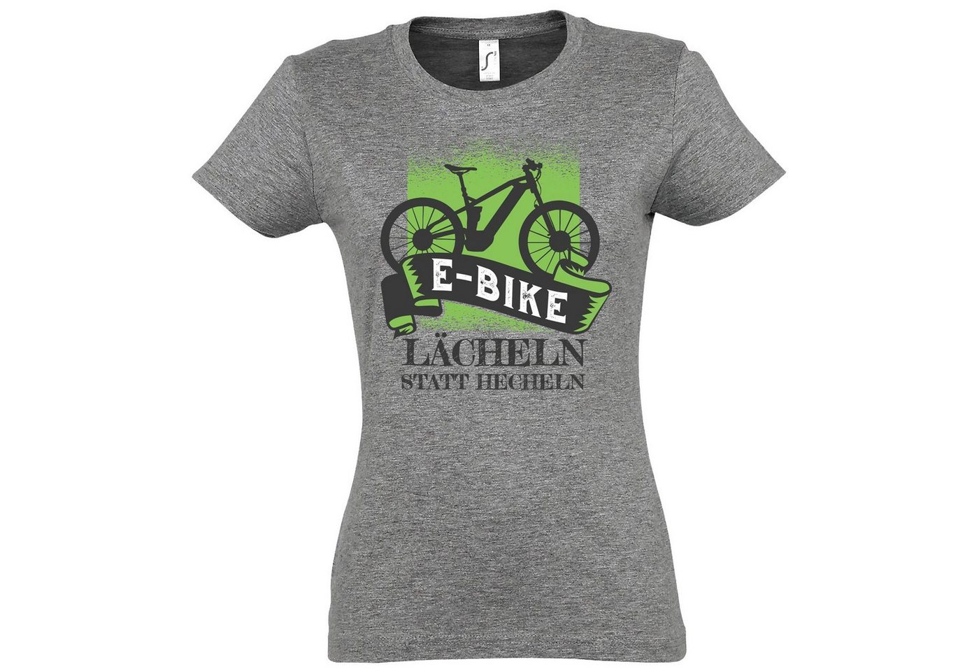 Youth Designz T-Shirt E-Bike Lächeln Statt Hecheln Damen Shirt mit lustigem Frontprint von Youth Designz