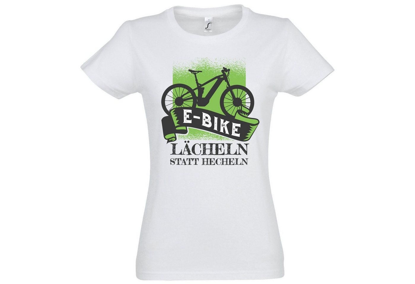 Youth Designz T-Shirt E-Bike Lächeln Statt Hecheln Damen Shirt mit lustigem Frontprint von Youth Designz