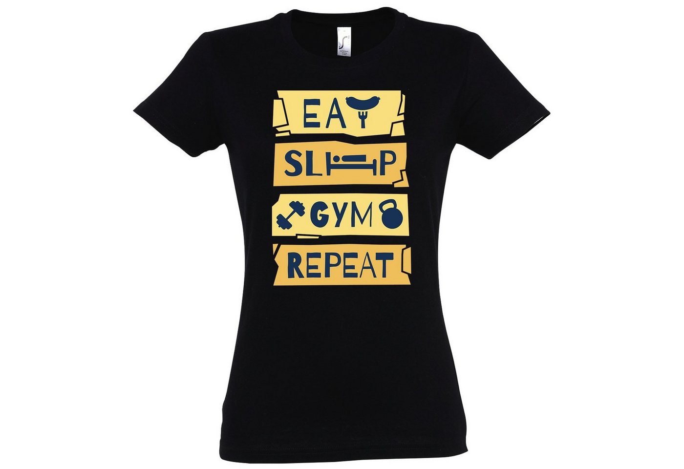 Youth Designz T-Shirt Eat Sleep Gym Repeat Damen Shirt im Fun-Look von Youth Designz