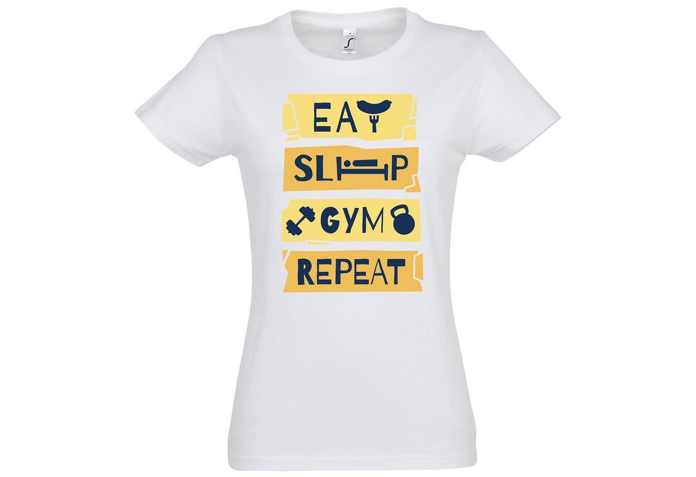 Youth Designz T-Shirt Eat Sleep Gym Repeat Damen Shirt im Fun-Look von Youth Designz