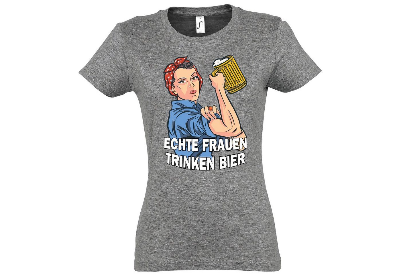 Youth Designz T-Shirt Echte Frauen Trinken Bier Damen Shirt mit lustigem Frontprint Youth Designz T-Shirt Echte Frauen Trinken Bier Damen Shirt mit lustigem Frontprint von Youth Designz