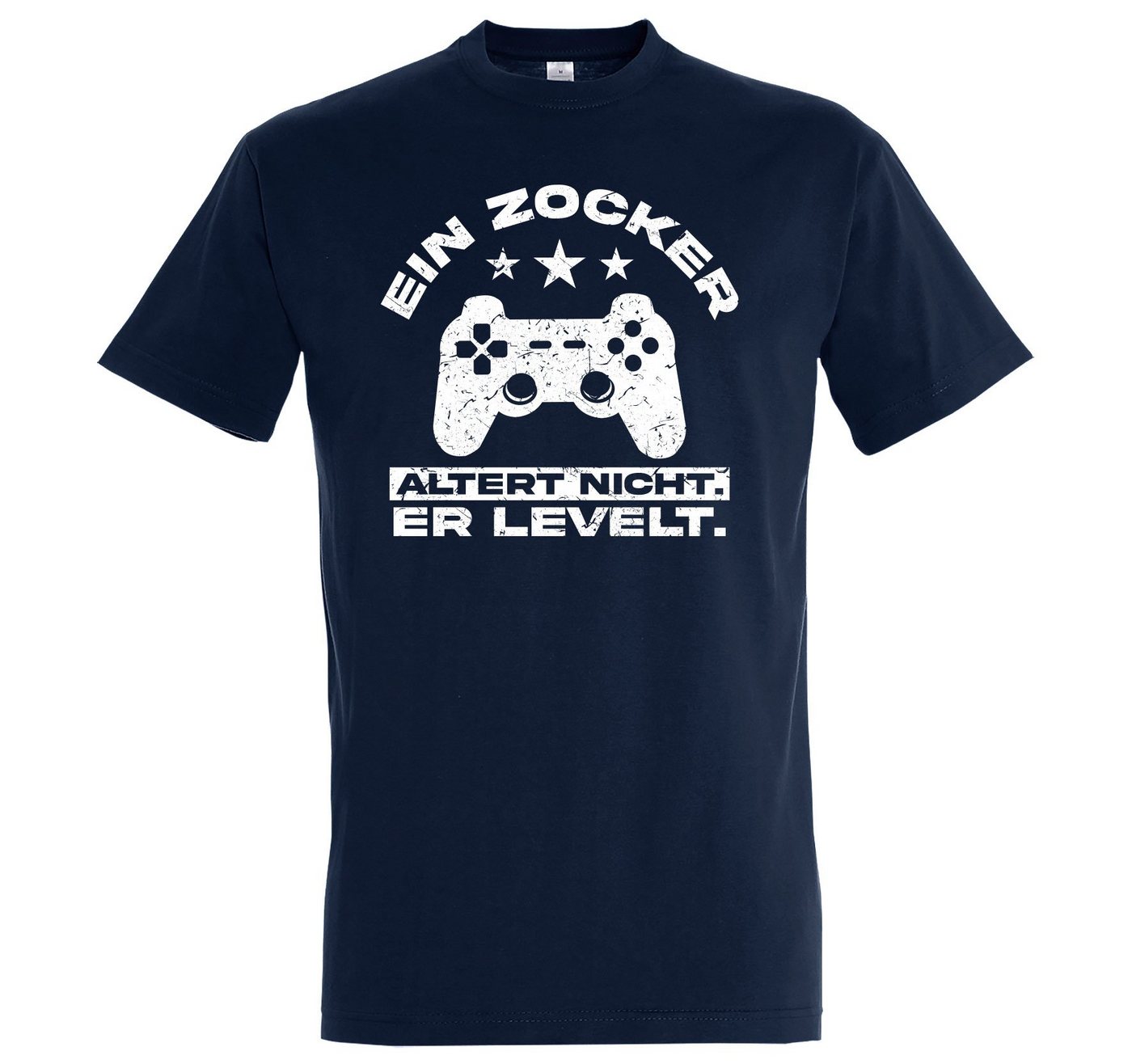 Youth Designz T-Shirt Ein Zocker altert nicht, er LEVELT! Herren Shirt mit Controller Frontprint von Youth Designz