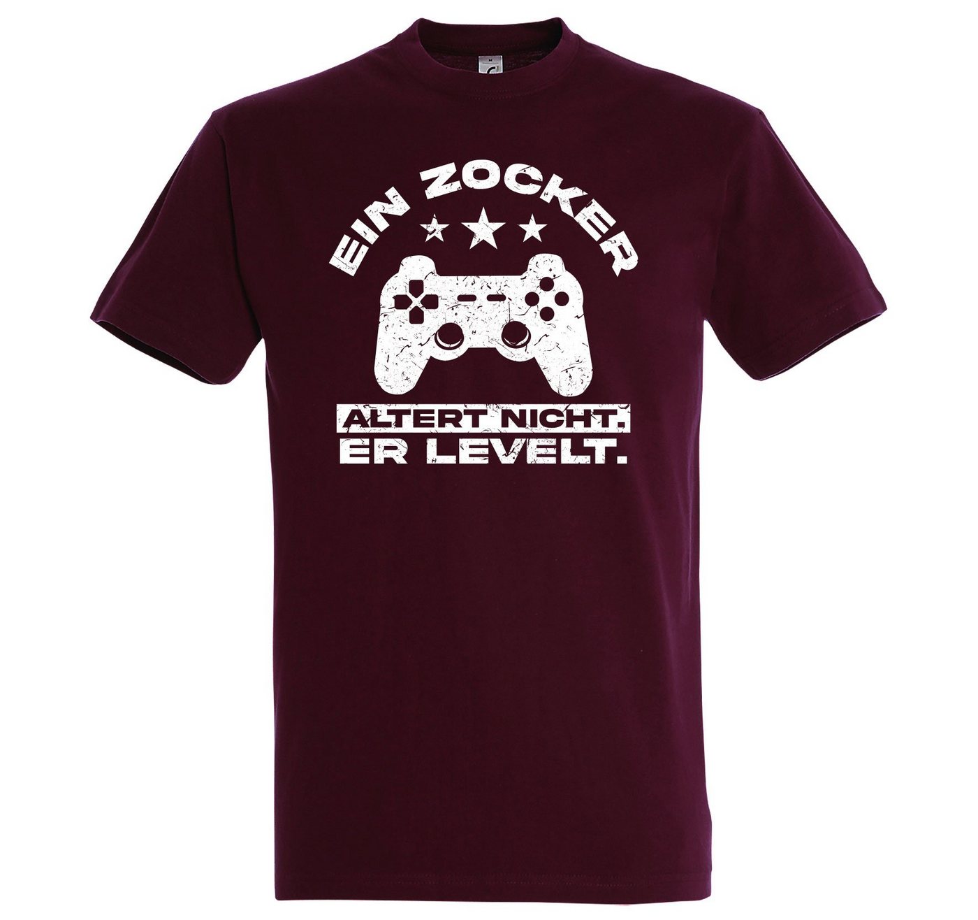 Youth Designz T-Shirt Ein Zocker altert nicht, er LEVELT! Herren Shirt mit Controller Frontprint von Youth Designz