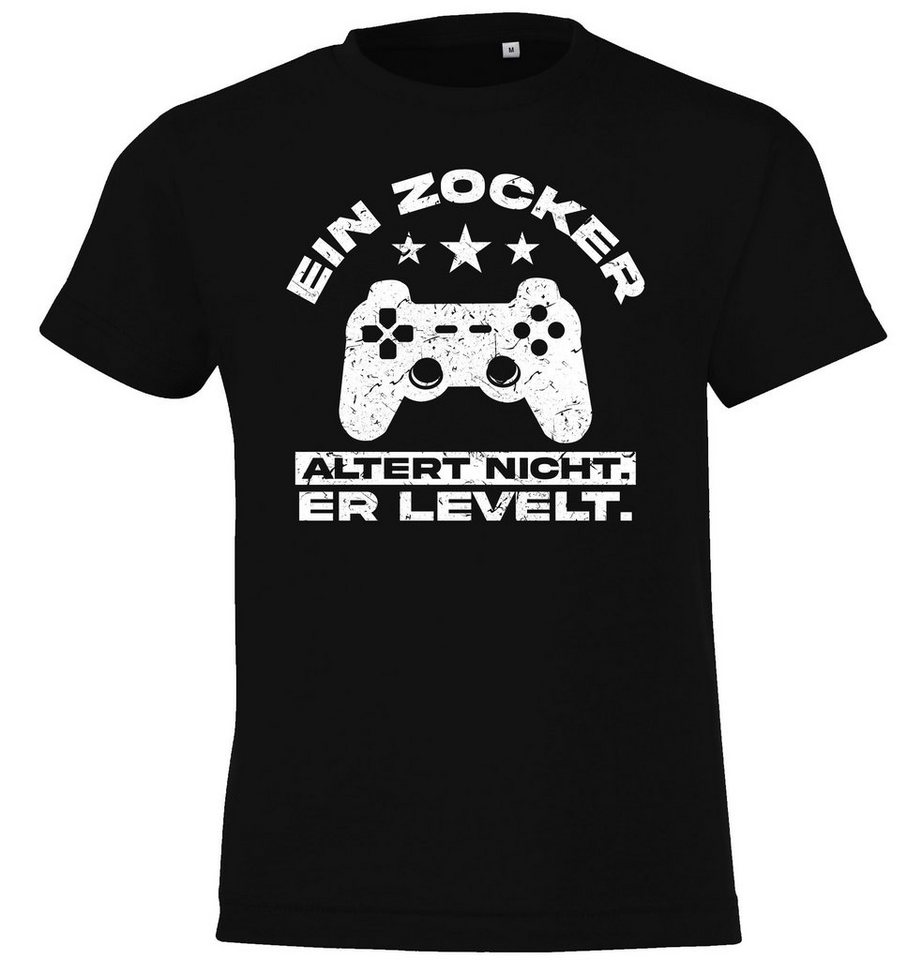 Youth Designz T-Shirt Ein Zocker altert nicht, er LEVELT! Kinder Shirt mit Controller Frontprint von Youth Designz