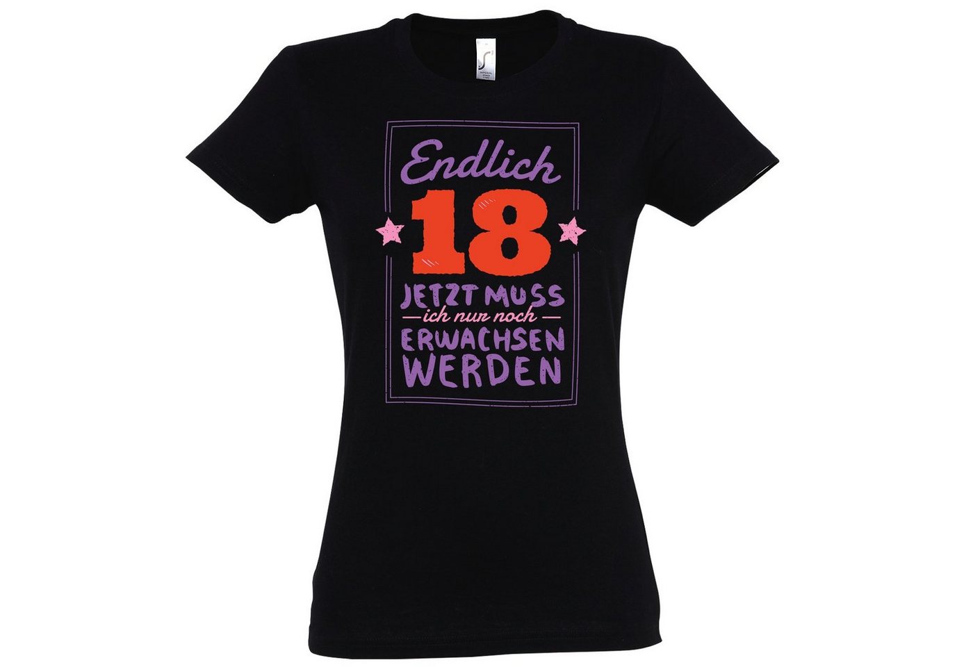 Youth Designz T-Shirt Endlich 18 Geburtstag Damen Shirt mit trendigem Frontprint von Youth Designz