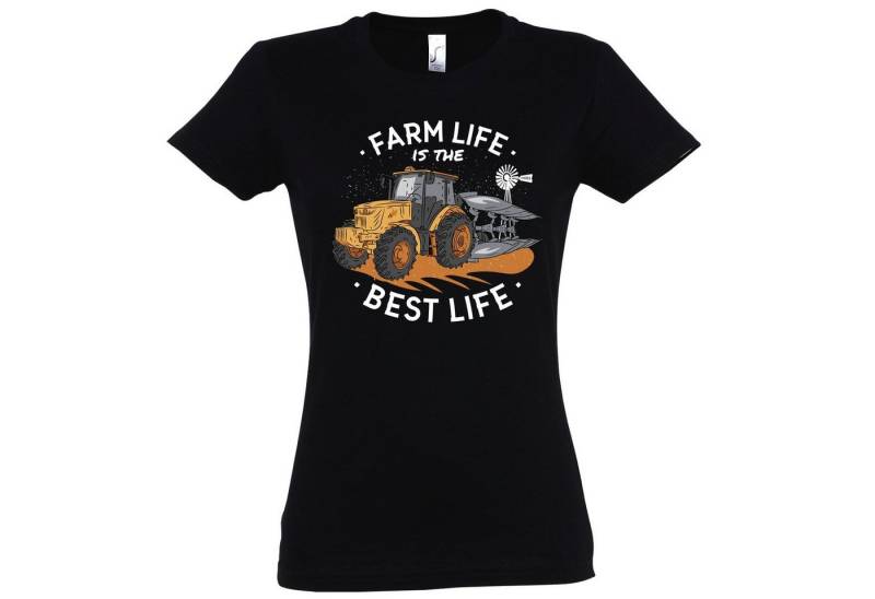 Youth Designz T-Shirt "Farm Is The Best Life" Damen Shirt mit trendigem Frontprint von Youth Designz