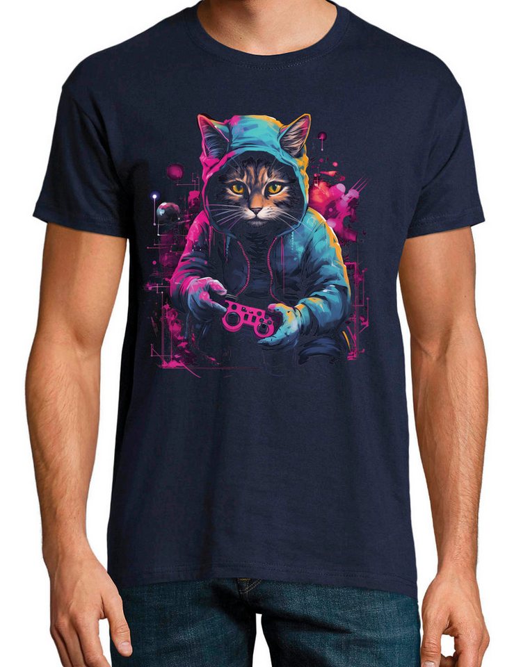 Youth Designz T-Shirt Gaming Katze Herren T-Shirt mit trendigem Motiv von Youth Designz