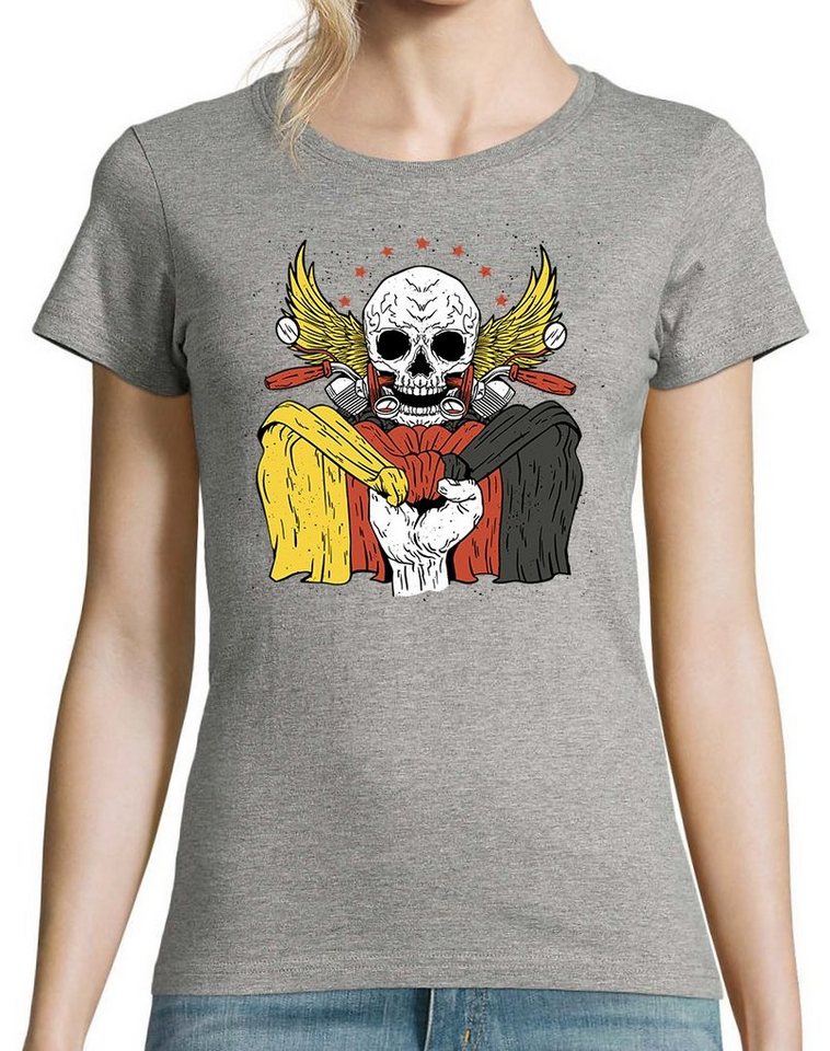 Youth Designz T-Shirt German Biker Skull Damen Shirt mit trendigem Frontprint von Youth Designz