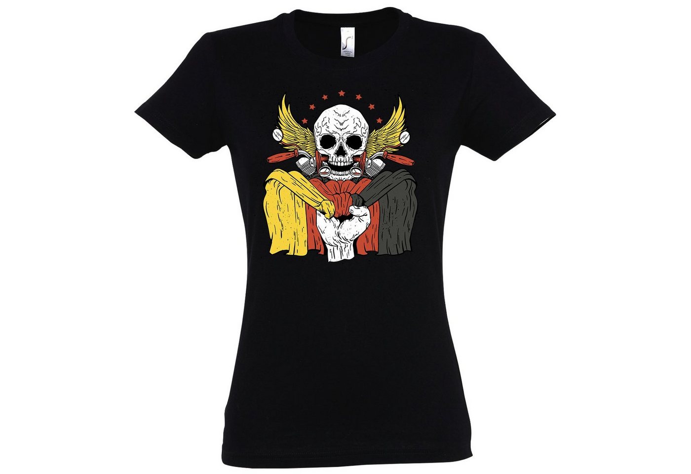 Youth Designz T-Shirt German Biker Skull Damen Shirt mit trendigem Frontprint von Youth Designz