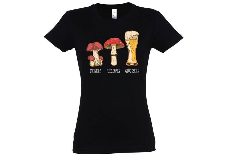 Youth Designz T-Shirt Glückspils Damen T-Shirt mit trendigem Frontprint von Youth Designz