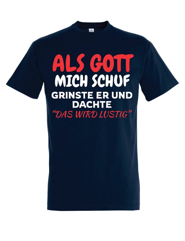 Youth Designz T-Shirt Als Gott mich Schuf: Herren T-Shirt mit lustigen Aufdruck als Geschenk mit witzigen Frontprint für Männer von Youth Designz