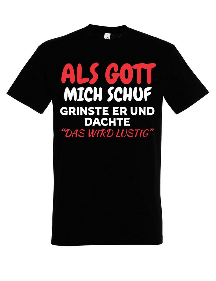 Youth Designz T-Shirt Als Gott mich Schuf: Herren T-Shirt mit lustigen Aufdruck als Geschenk mit witzigen Frontprint für Männer von Youth Designz
