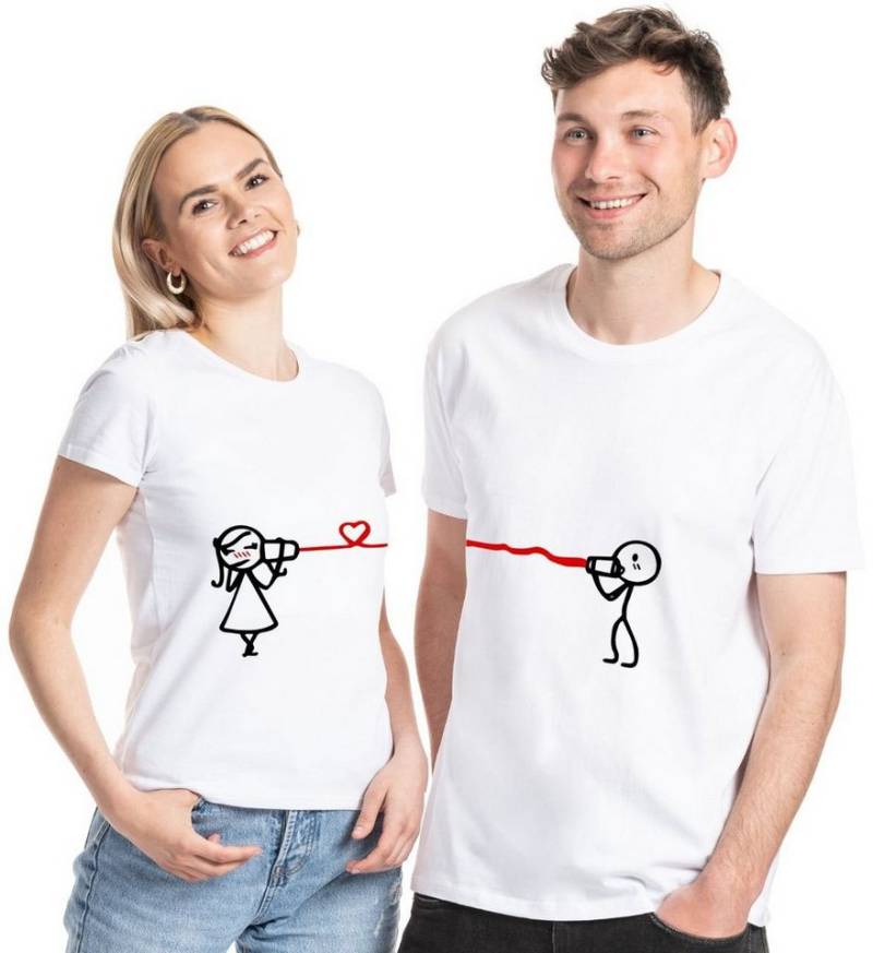 Youth Designz T-Shirt Hearing The Love Pärchen Fun T-Shirt mit süßem Frontprint von Youth Designz
