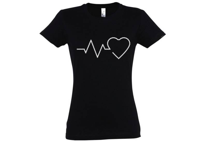 Youth Designz T-Shirt Heartbeat Fahrradkette Damen Shirt mit trendigem Frontprint von Youth Designz