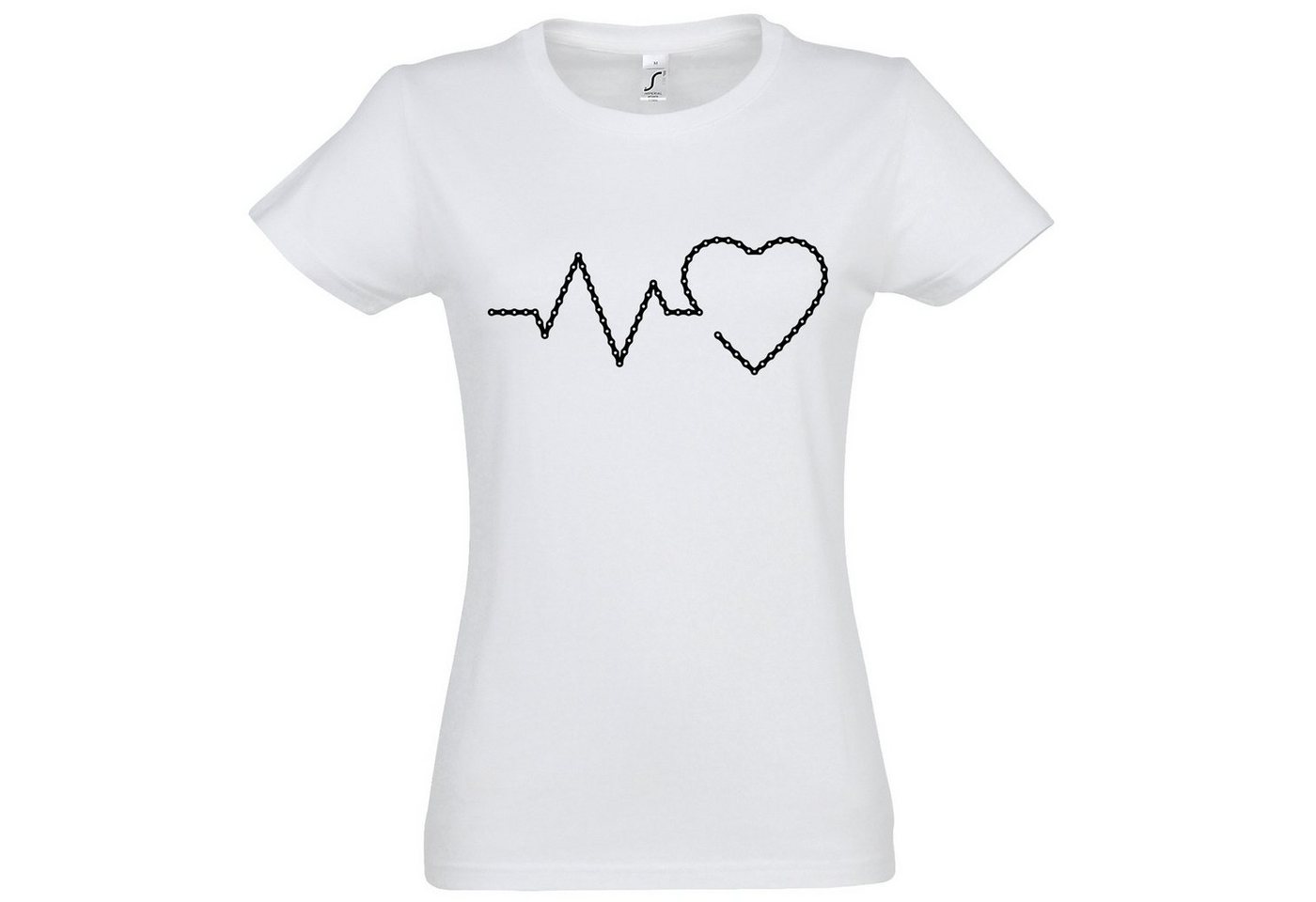 Youth Designz T-Shirt Heartbeat Fahrradkette Damen Shirt mit trendigem Frontprint von Youth Designz