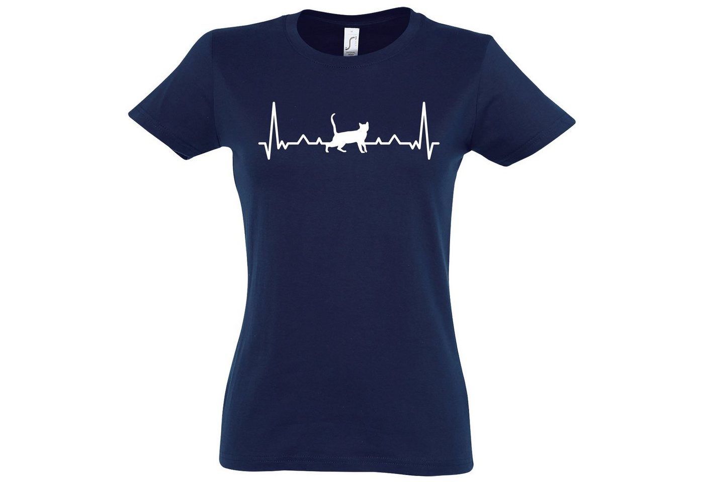 Youth Designz T-Shirt Heartbeat Katze Damen Shirt mit trendigem Frontprint von Youth Designz