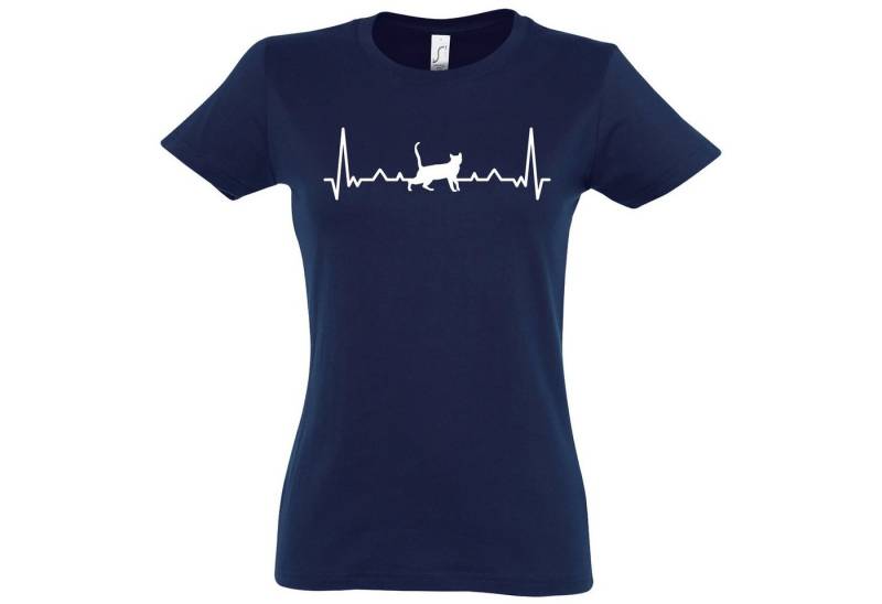 Youth Designz T-Shirt Heartbeat Katze Damen Shirt mit trendigem Frontprint von Youth Designz