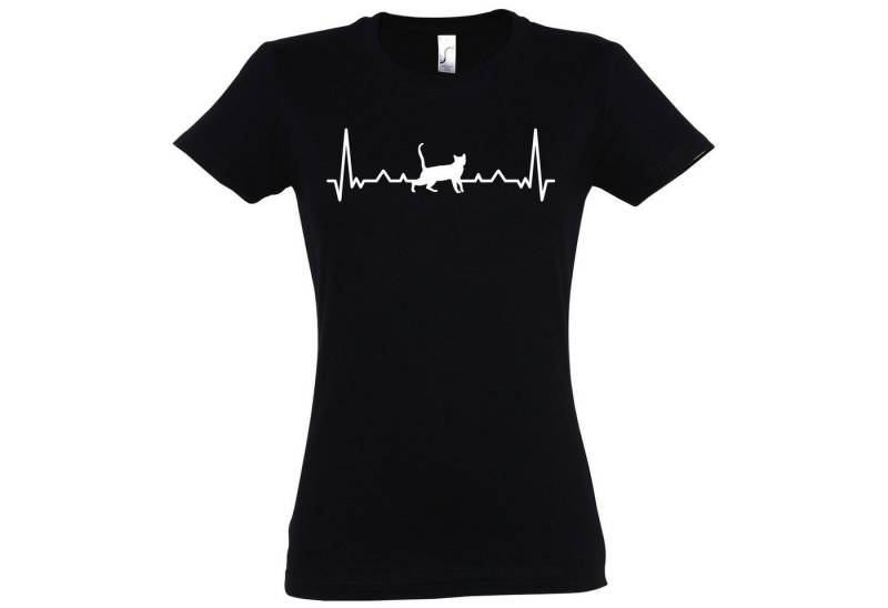 Youth Designz T-Shirt Heartbeat Katze Damen Shirt mit trendigem Frontprint von Youth Designz