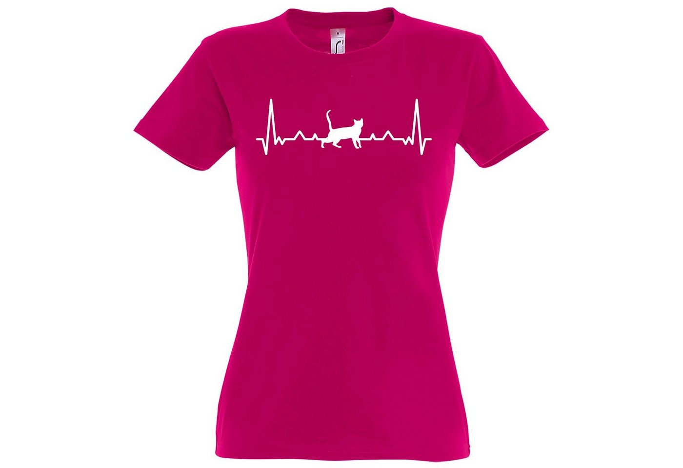 Youth Designz T-Shirt Heartbeat Katze Damen Shirt mit trendigem Frontprint von Youth Designz