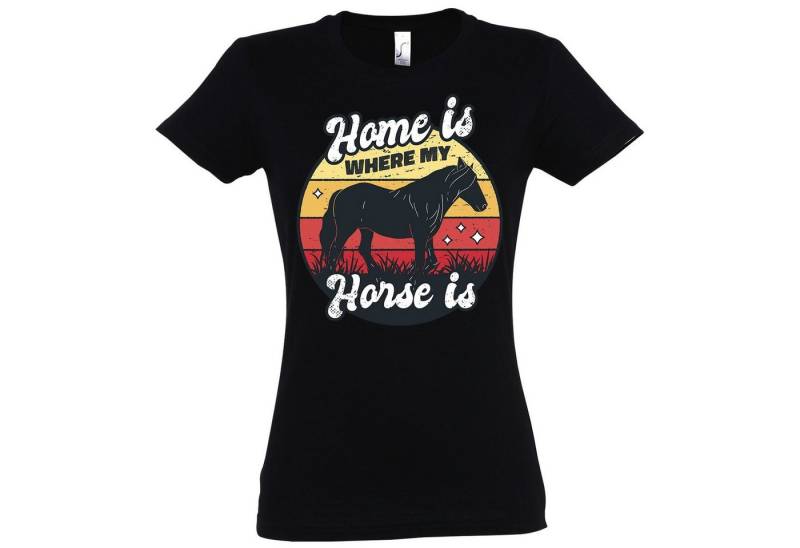 Youth Designz T-Shirt Home is Where My Horse Is Damen Shirt mit trendigem Pferde Frontprint von Youth Designz