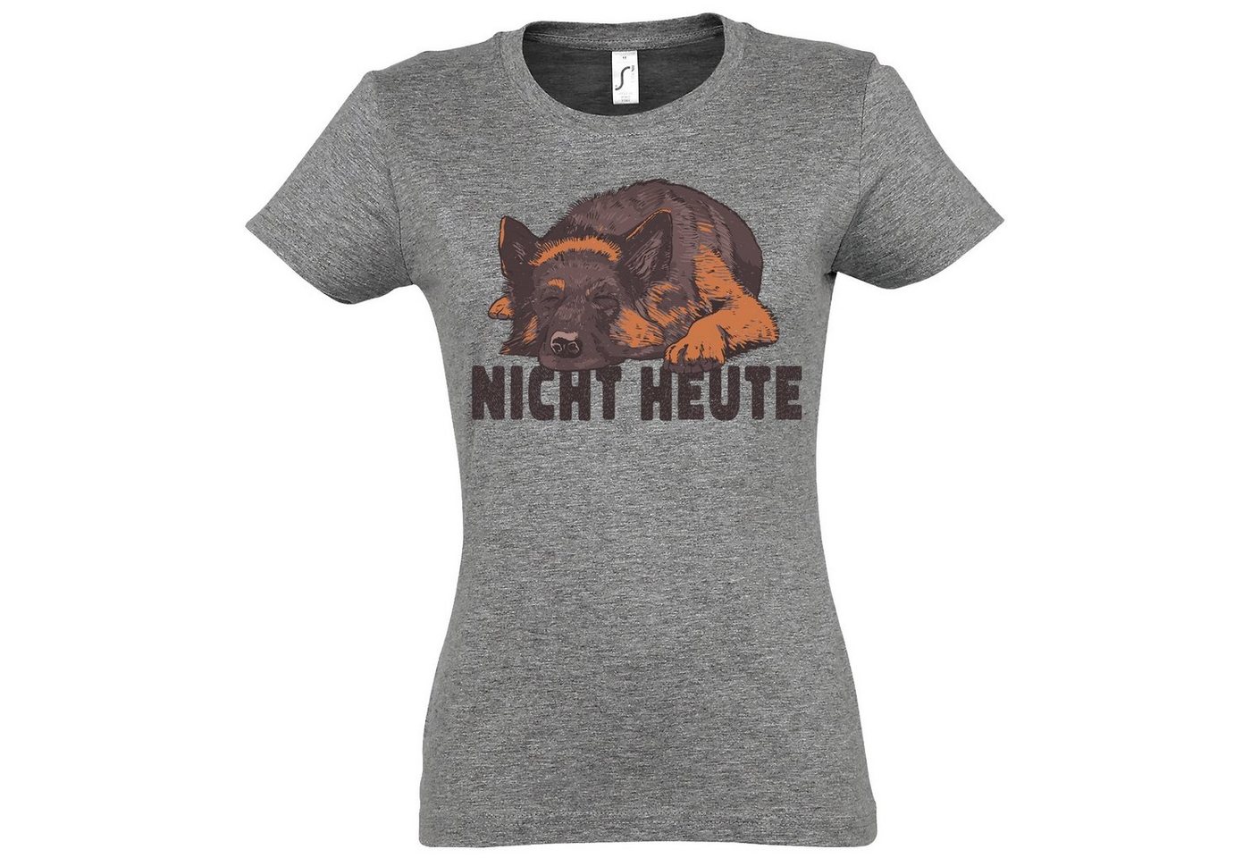 Youth Designz T-Shirt Hund Nicht Heute Damen T-Shirt mit modischem Print Youth Designz T-Shirt Hund Nicht Heute Damen T-Shirt mit modischem Print von Youth Designz