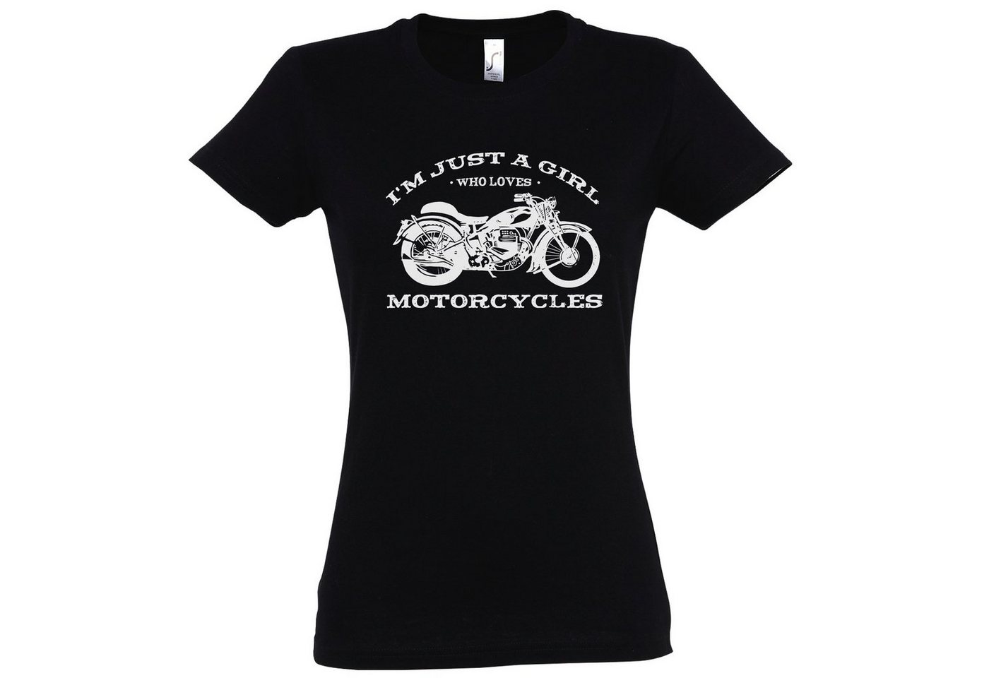 Youth Designz T-Shirt I Am Just A Girl Who Loves Motorcycles" Damen Shirt mit trendigem Spruch Print" von Youth Designz