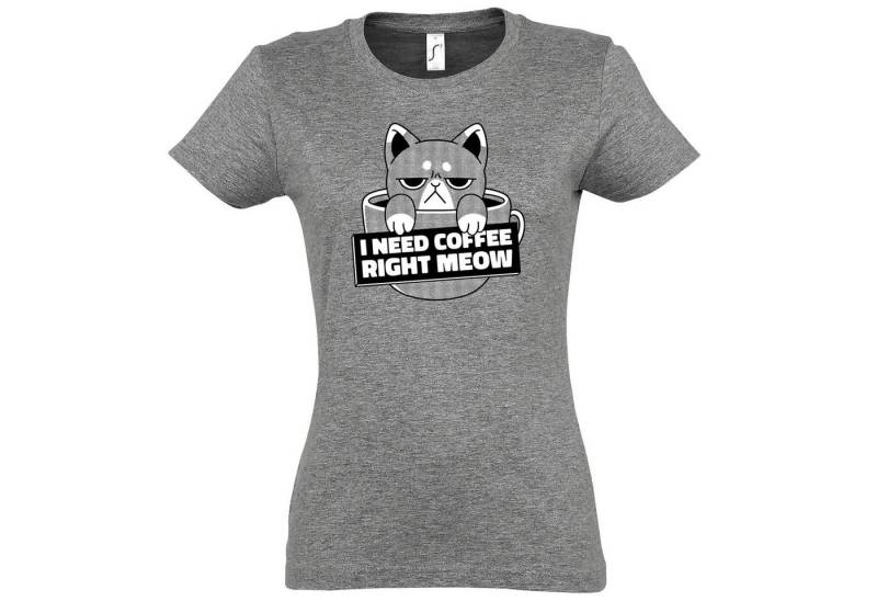 Youth Designz T-Shirt "I Need Coffee Right Meow" Damen Shirt mit lustigem Frontprint von Youth Designz