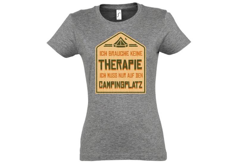Youth Designz T-Shirt Ich Muss Nur Auf Den Camping-Platz Damen Shirt mit lustigem Camping Spruch Frontprint von Youth Designz