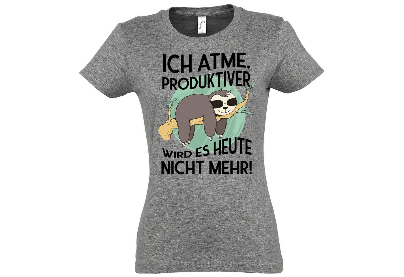 Youth Designz T-Shirt Ich atme, produktiver wird es heute nicht mehr Damen Shirt mit lustigem Faultier Frontprint Youth Designz T-Shirt Ich atme, produktiver wird es heute nicht mehr Damen Shirt mit lustigem Faultier Frontprint von Youth Designz