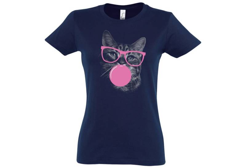 Youth Designz T-Shirt Katze Kaugummi Damen Shirt mit lustigem Frontprint von Youth Designz