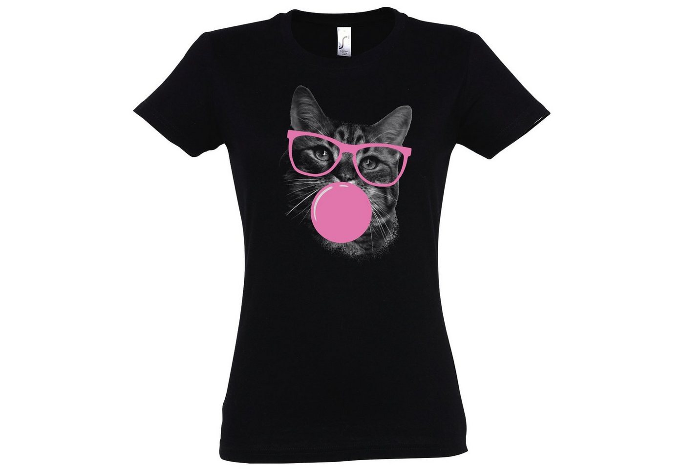 Youth Designz T-Shirt Katze Kaugummi Damen Shirt mit lustigem Frontprint von Youth Designz