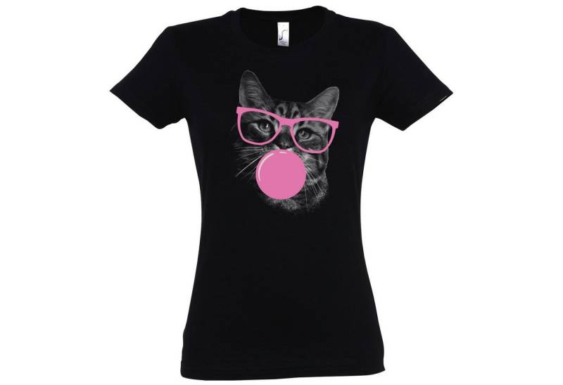 Youth Designz T-Shirt Katze Kaugummi Damen Shirt mit lustigem Frontprint von Youth Designz