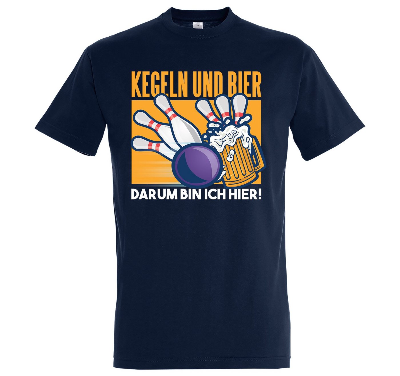 Youth Designz T-Shirt Kegeln Und Bier, Darum Bin Ich Hier" Herren T-Shirt mit lustigem Frontprint" von Youth Designz