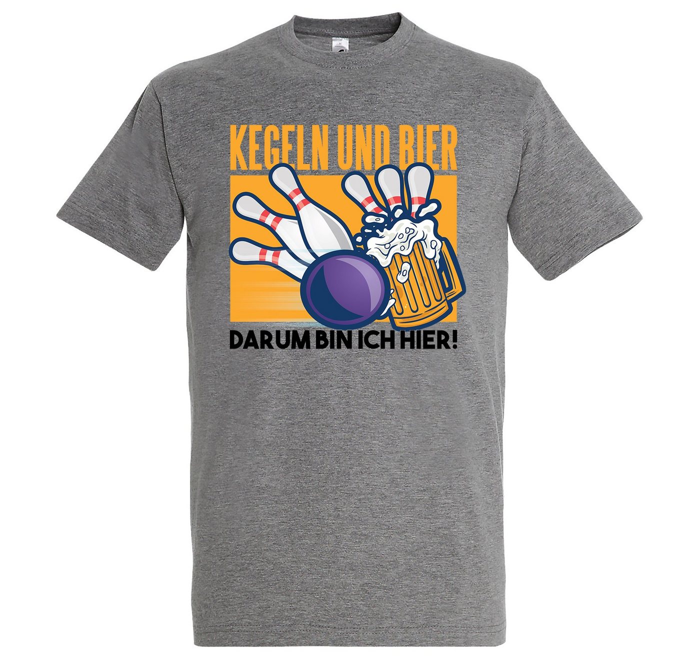 Youth Designz T-Shirt Kegeln Und Bier, Darum Bin Ich Hier" Herren T-Shirt mit lustigem Frontprint" von Youth Designz