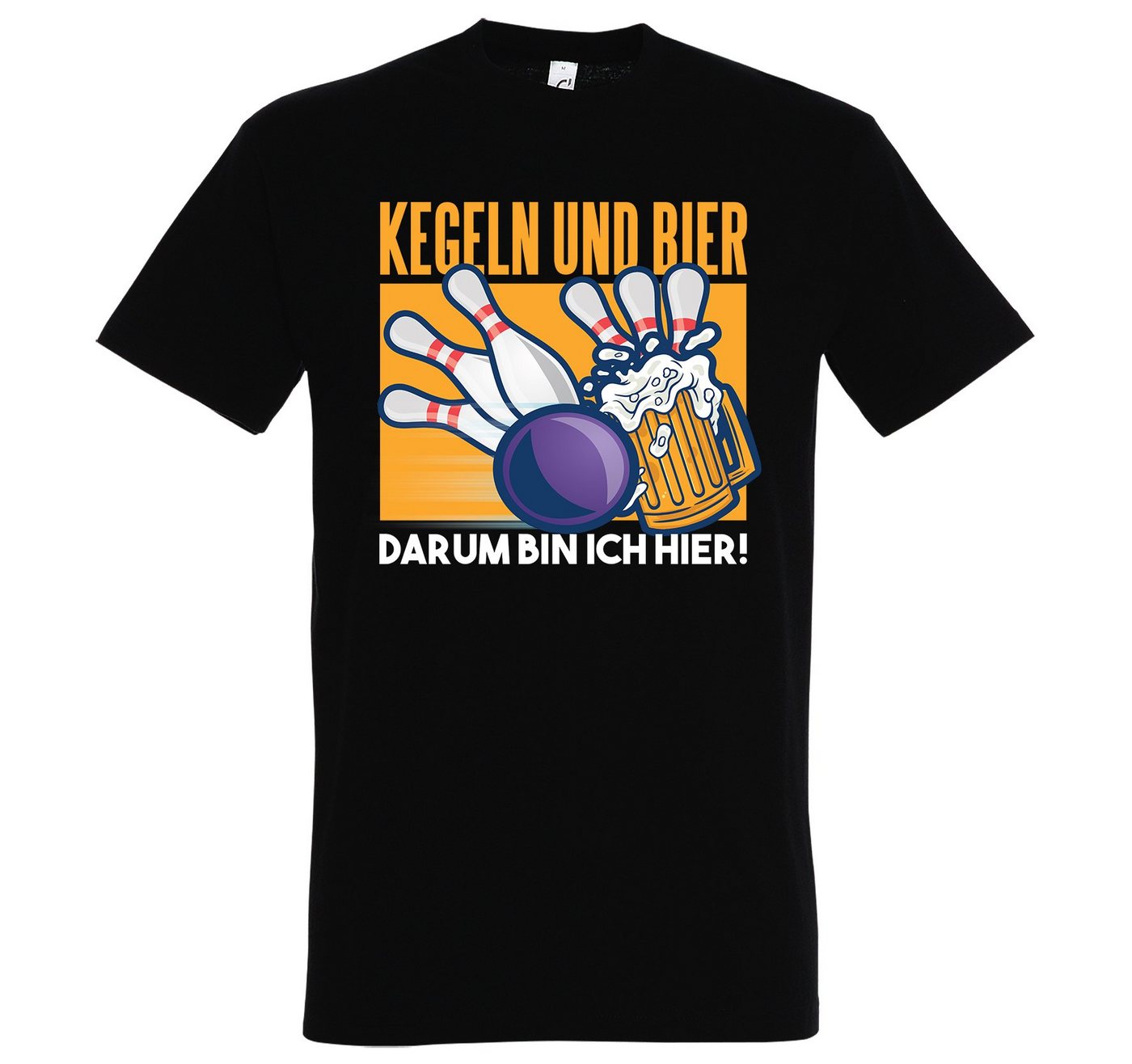 Youth Designz T-Shirt Kegeln Und Bier, Darum Bin Ich Hier" Herren T-Shirt mit lustigem Frontprint" von Youth Designz