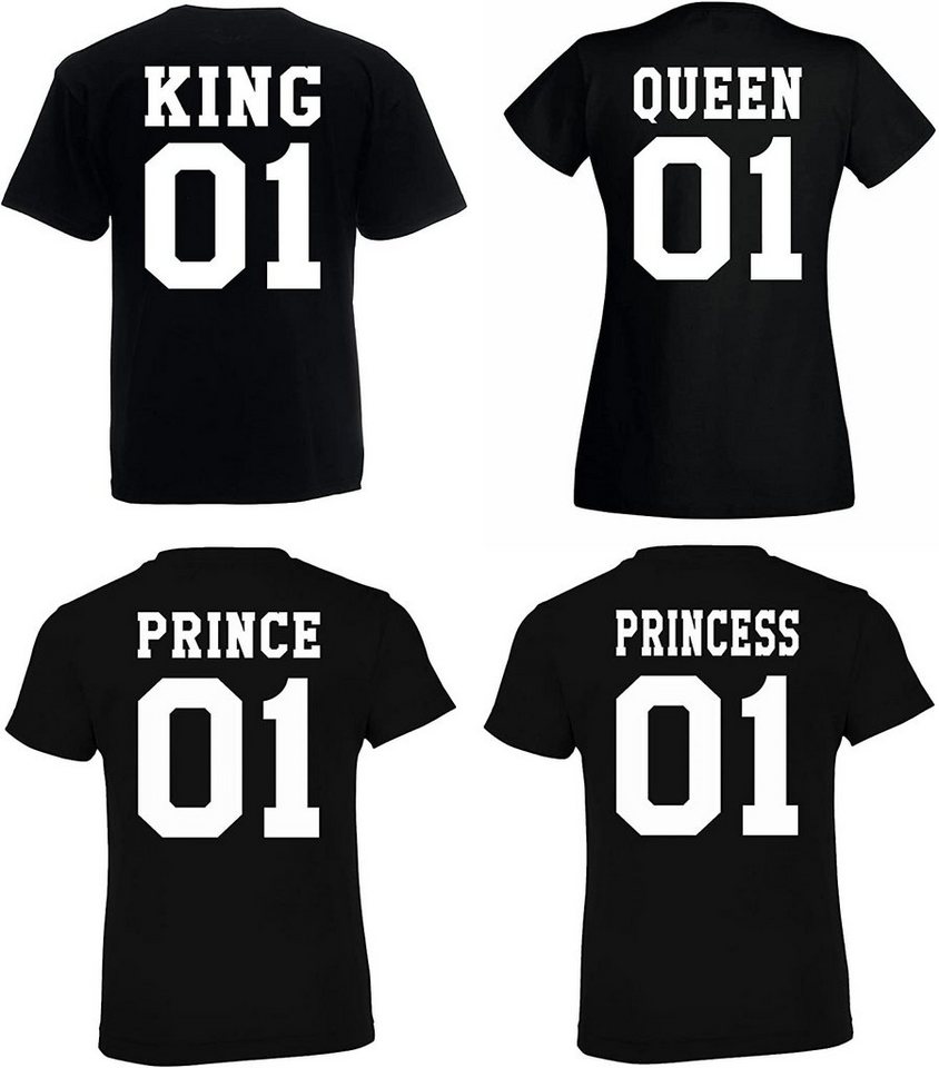 Youth Designz T-Shirt King Queen Prince Princess Herren Damen Kinder T-Shirt Set (1-tlg) mit Rückenprint, trendiger Spruch von Youth Designz