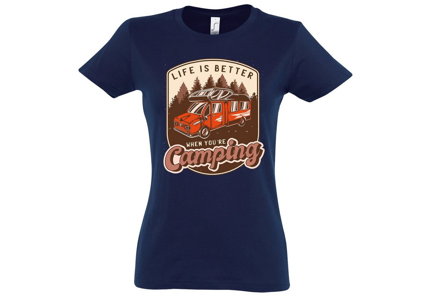 Youth Designz T-Shirt Life Is Better When You're Camping Damen Shirt mit lustigem Frontprint von Youth Designz