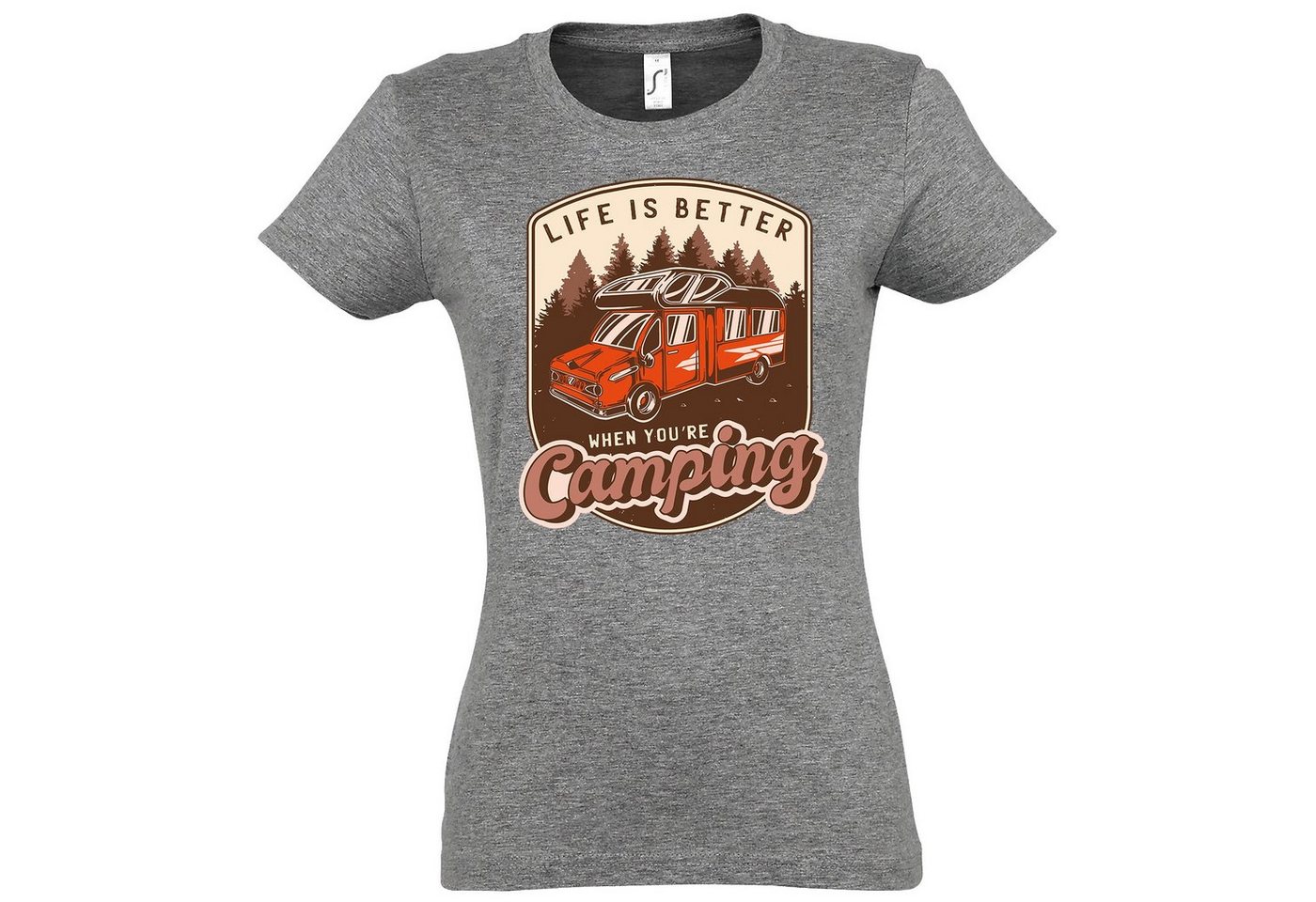 Youth Designz T-Shirt Life Is Better When You're Camping Damen Shirt mit lustigem Frontprint von Youth Designz