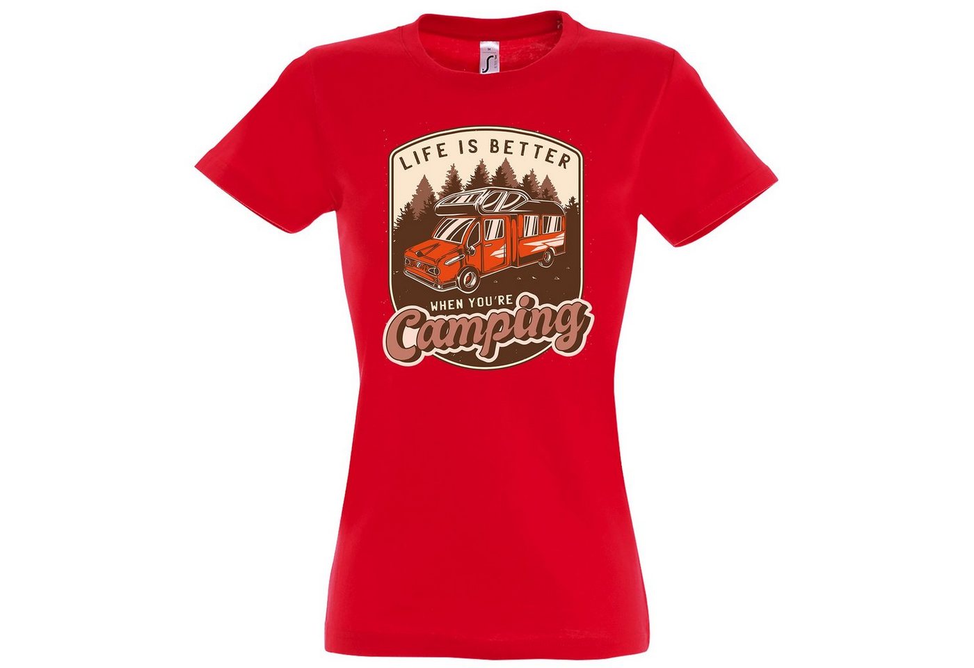 Youth Designz T-Shirt Life Is Better When You're Camping Damen Shirt mit lustigem Frontprint von Youth Designz