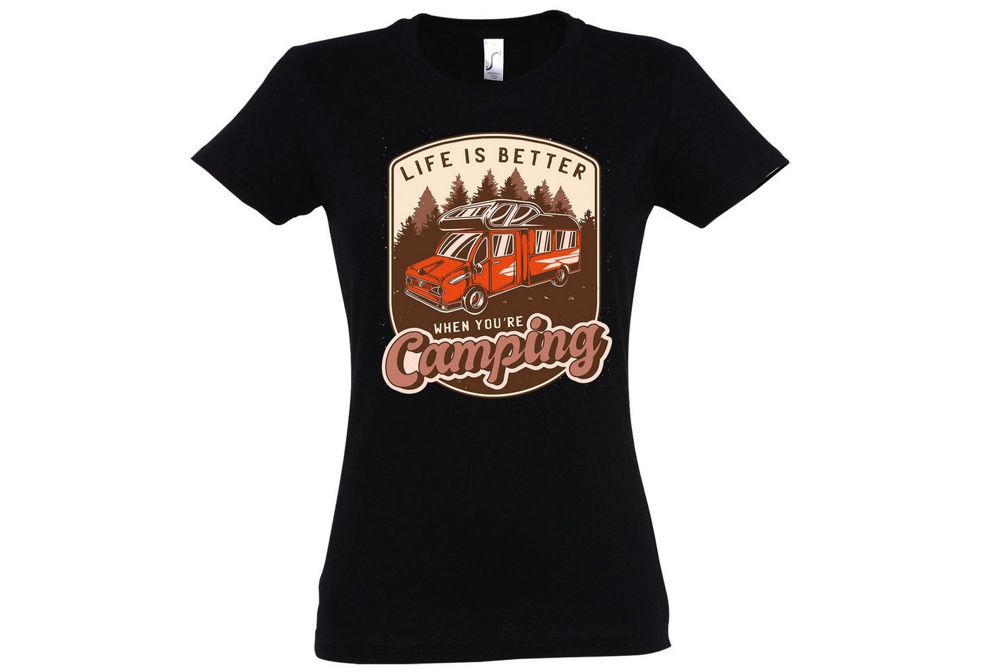 Youth Designz T-Shirt Life Is Better When You're Camping Damen Shirt mit lustigem Frontprint von Youth Designz