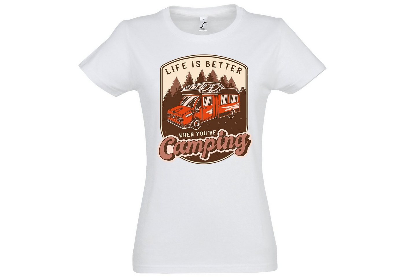 Youth Designz T-Shirt Life Is Better When You're Camping Damen Shirt mit lustigem Frontprint von Youth Designz