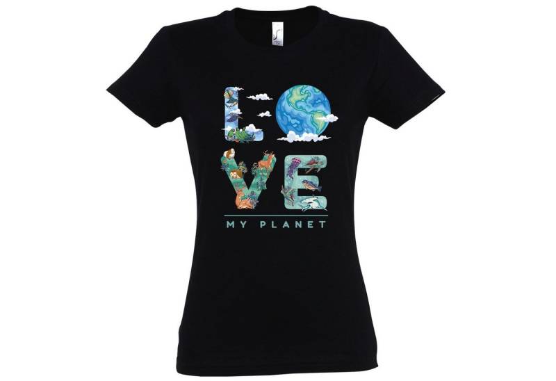 Youth Designz T-Shirt Love My Planet Damen Shirt mit trendigem Frontprint von Youth Designz