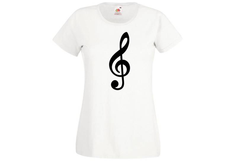 Youth Designz T-Shirt Notenschlüssel Damen T-Shirt mit Trendigem Frontprint von Youth Designz